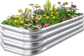 Raised Garden Beds Outdoor 8×4×1 Ft DIY Galvanized for Vegetables 12-in-1 Modular Metal Bed Kit Gardening Planters