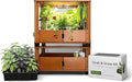 Hydroponic Home Garden Farm with LED Grow Lights + Grab &amp Grow Kit Included | Organic Microgreens Herbs &amp Vegetables | Real Wood Design | Stackable Mess-Free Year-Round Harvest (Brown)