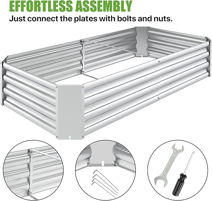 FRIZIONE Galvanized Raised Garden Bed OutdoorAbove Ground Garden Bed for VegetableMetal Raised Beds for FlowerSteel Raised Beds for Gardening