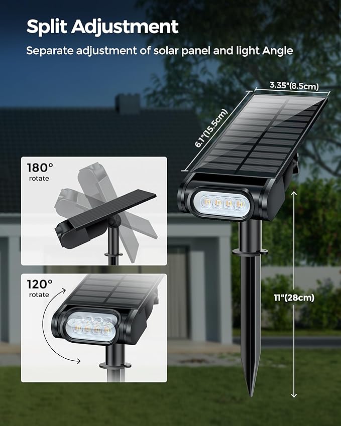 RGB Christmas Solar Spot Lights Outdoor 12 RGB Color Modes Landscape Light Waterproof IP67 with Remote Control 2-in-1 Color Changing RGB/Cool/Warm White for Yard Garden Garden (6 Pack)