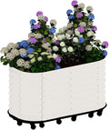 Portable Self-Watering Raised Garden Bed White 59x24x28in Metal Planter with Water Storage