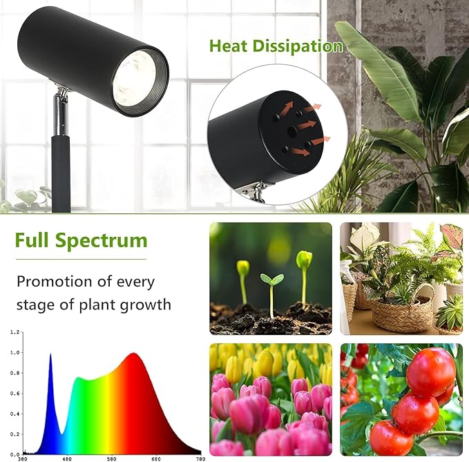 Floor Grow Lights for Indoor Plants &amp 360° Full Spectrum Plant Grow Lights Indoor with Timer Standing Plant Light Tall LED Grow Lamp Adjustable Height 4/8/12H Loop Timer (Black)