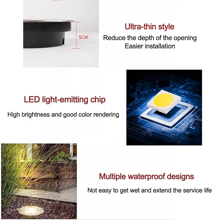 LED Outdoor Landscape Lights DC 24V Ultra-Thin Recessed Spotlights IP67 Waterproof Ground Washers