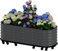 Self-Watering Raised Garden Bed Gray 94x24x20in Metal Planter with Lockable Wheels &amp Water Reservoir