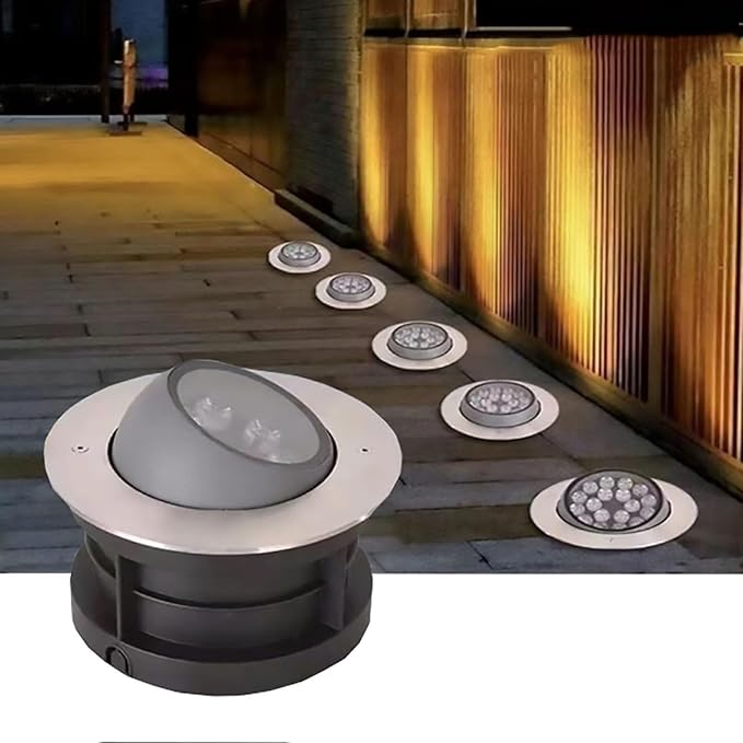 LED Landscape Lamp - Outdoor Buried Lights AC 24V 15-60°Adjustable Angle Garden Floor Lamp IP67 Waterproof Embedded Ground Polarized Spotlightfor Decorative Lighting(Warm White12w)