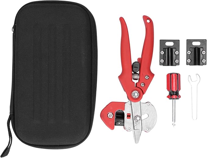 Garden Grafting Tool Set Tree Grafting Kit with 5 Precision Cutting Blades Professional Plant Branch Scissor Shear for Gardening Enthusiasts Includes Storage Bag (Red)