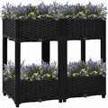 Raised Bed Black Polypropylene Medium Raised Bed Rectangular Gardening Pots &amp Planters 316535