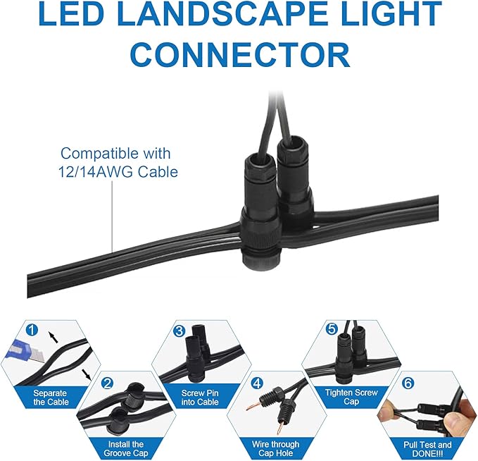 Landscape Lighting Outdoor LED Low Voltage Landscape Lights 7W 900LM Waterproof 12V Garden Lights Flag Landscape Spotlights with Spike Stand Warm White Light (10-Pack with Connector)
