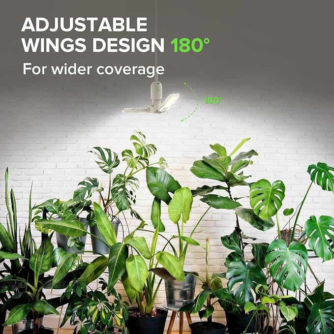 SANSI Hanging Grow Lights for Indoor Plants 30W High PPFD Full Spectrum with Timer 180° Adjustable Wings LED Pendant Plant Lights for Indoor Growing 16.4FT Power Cord for Tall Large Plants