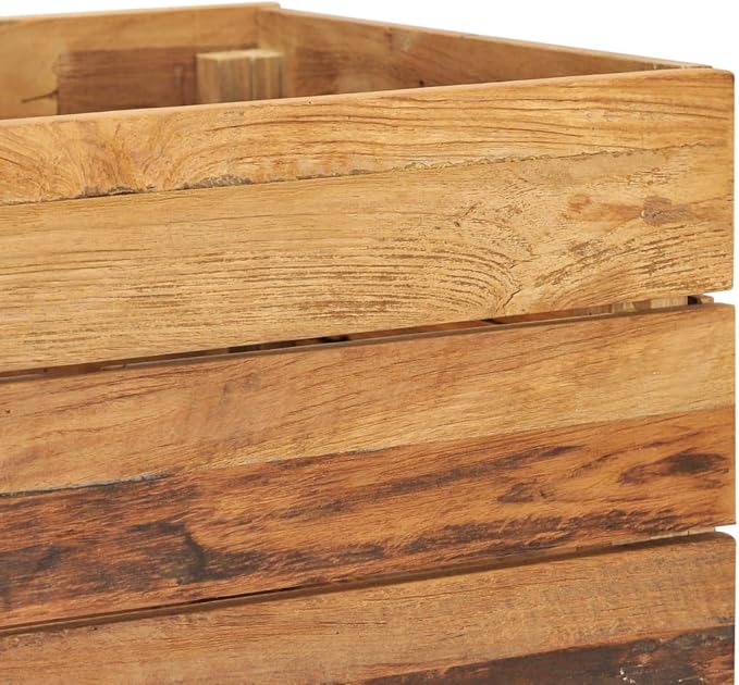 Raised Garden Bed Wooden Raised Bed Raised Garden Planter Box for Vegetables Flower Herb Gardening 39.4x15.7x28.3 Recycled Teak and Steel