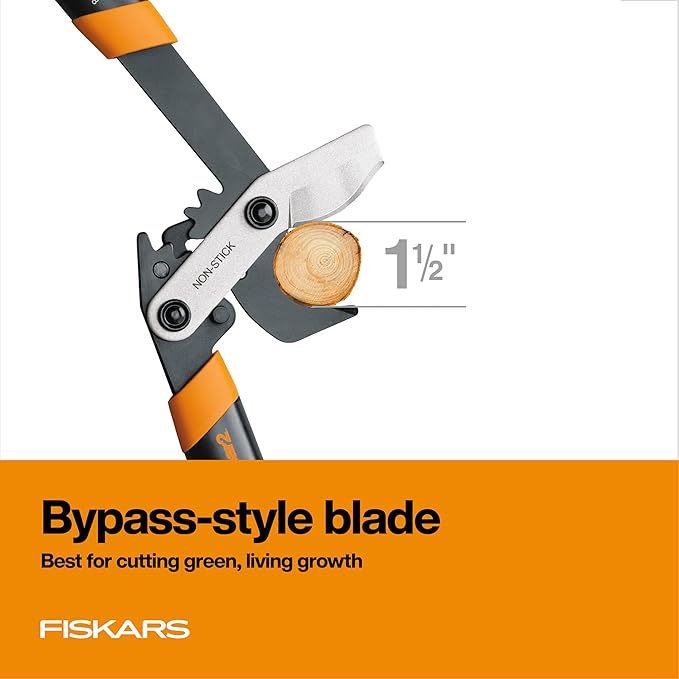 Fiskars 18-Inch Loppers for Tree Trimming Heavy Duty Sharp Bypass Steel Blade Tree Branch Cutter up to 1.5-Inch Diameter Cut Capacity PowerGear2 Technology Multiplies Power Hand Loppers