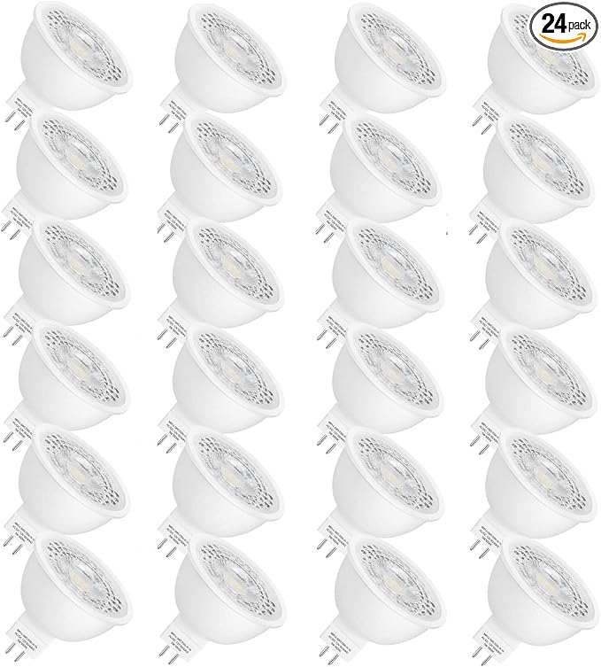 Mlambert 24 Pack MR16 LED Bulbs 50W Halogen Equivalent2700K Warm White5W GU5.3 MR16 12V Spotlight BulbNon-Dimmable45° Beam Angle for Landscape