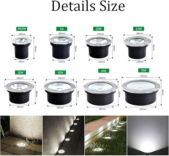 Spotlight Led Beam Light - Outdoor Buried Lights - Ground LED Landscape Lamp IP65 Waterproof Recessed LED Spotlight AC85-110V Landscape Lights/for Garden Yard Piazza Stair Step Floor Lamp ( Col