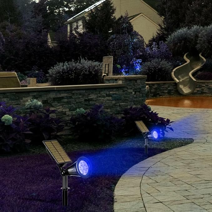 Solar Landscape Lights 7 LED Solar Spotlights 2 in 1 Security Light Solar Lights Outdoor Waterproof for TreePatioYard (Purple)