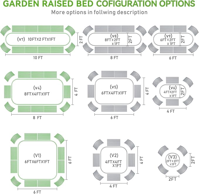 2 PCS 10x2x1/8x4x1/6x6x1ft Outdoor Galvanized Backyard Metal Raised Garden Bed for Flowers 9 in 1 Adjustable Raised Planter Box for Plant