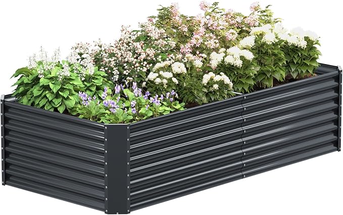 FRIZIONE 6FT(L)×3FT(W)×2FT(H) Raised Garden Bed Outdoor for Flower Garden Planter Box for Vegetable Raised Garden Beds for Herb Succulent Dark Gray