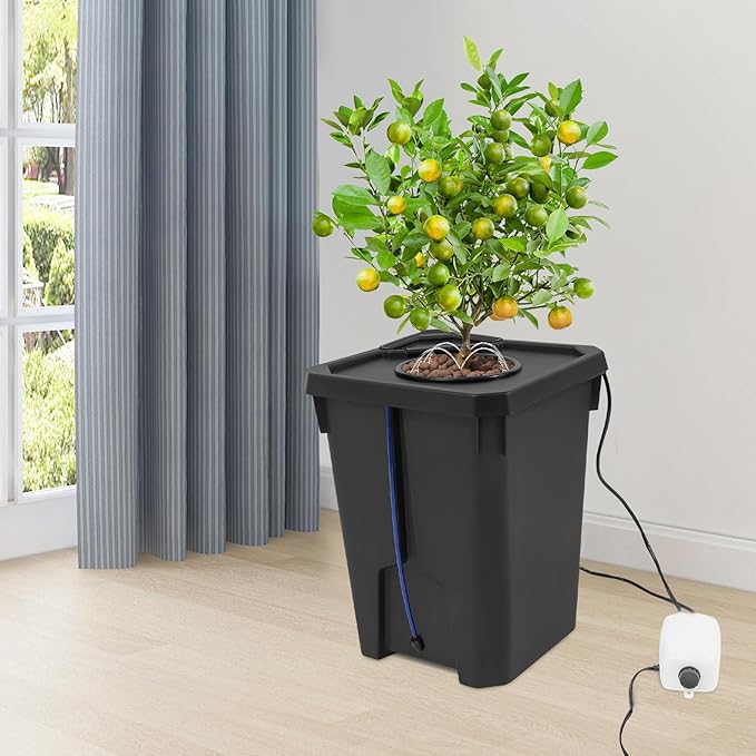 Hydroponics Growing Bucket7.13 Gallon Deep Water Culture with Air PumpRecirculating Drip Garden System with Top Drip Kit
