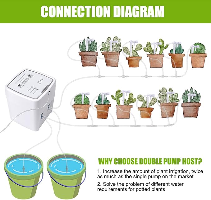 Drip Irrigation Kit WiFi Automatic Plant Waterer Automatic Watering System for Potted Plants Remote Control Plant Watering Device Automatic Drip Irrigation Kit for Outdoor Garden