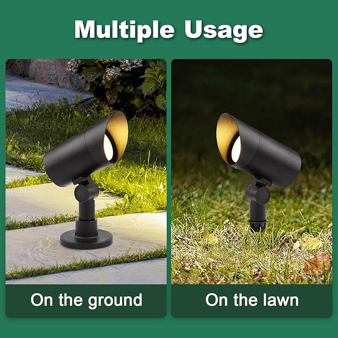 Led Landscape Outdoor Spot Light with Anti-Glare Cap - Heavy Duty Waterproof IP67 24V Accent Light Adjustable Mount RGB Thickened Aluminum Spotlight for BLDG Yard Garden Tree