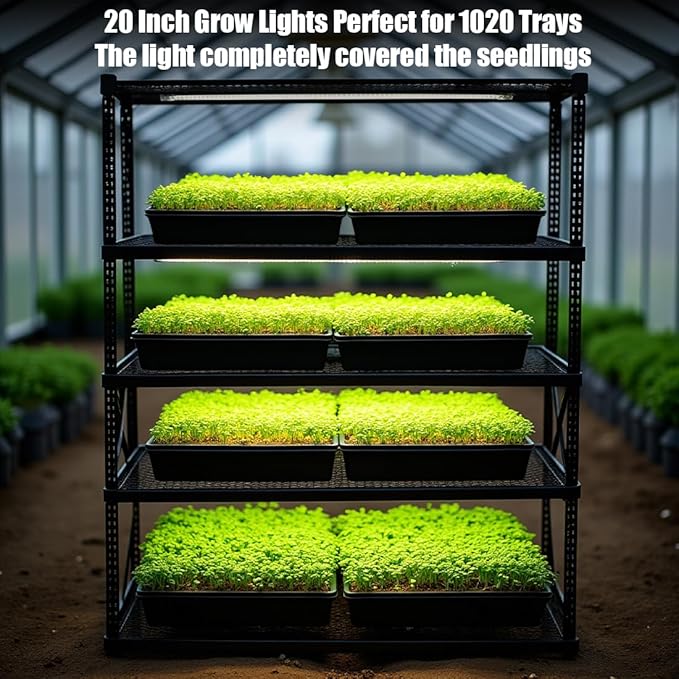 20 Inch Grow Light for Seed Starting for 1020 Trays Full Spectrum LED Hydroponics Growing System Lights Indoor Greenhouse Plant Lamp 8/12/16H Timer &amp Dimmable Grow Lamp 4 Pcs