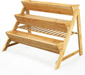 HOMGX 3-Tier Vertical Garden Bed Wooden Tiered Planter Raised Bed with Legs &amp Storage Shelf for Flowers Herbs Vegetables Freestanding Outdoor Plant Box Stand for Patio Balcony