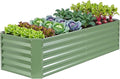 ZORMY 6×2×1.4ft Galvanized Raised Garden Bed Kit Metal Planter Boxes Outdoor High Raised Beds for Vegetables Fruits and Flowers - LotusGreen