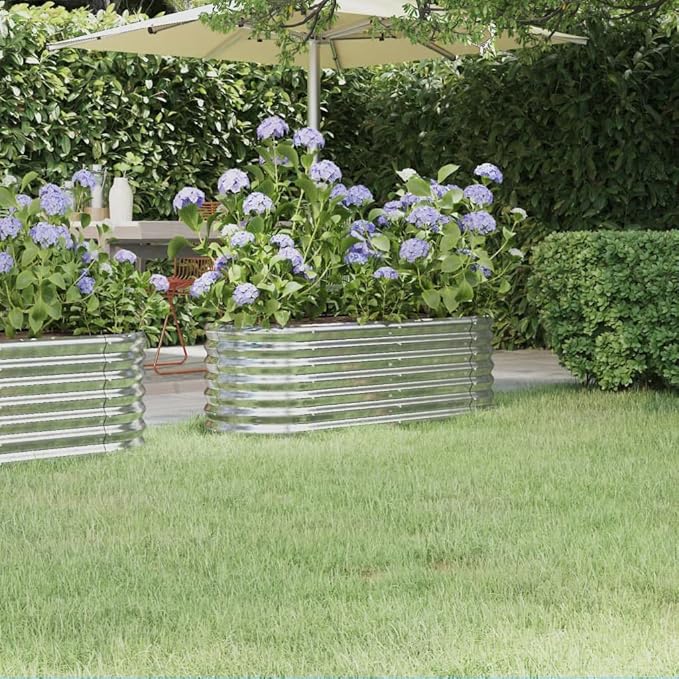 Garden Raised Bed Powder-Coated Steel 44.9x15.7x14.2 SilverWeight:8.2lbs318867