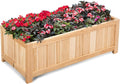 COSTWAY Wooden Planter Garden Bed Folding Planter Box with Drainage Holes for Vegetables Herbs Fruits &amp Flowers Outdoor Indoor Raised Planting Bed for Patio Backyard Lawn 27.5L x 12W x 10