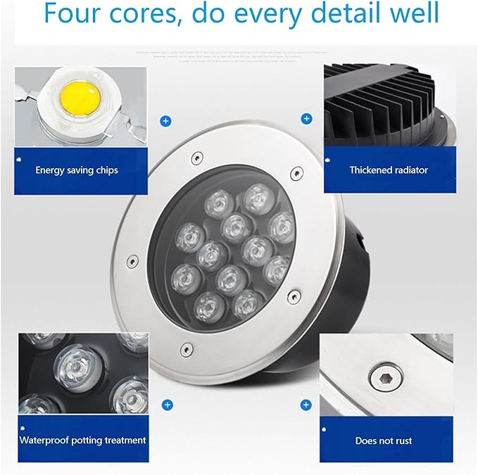 LED Floor Spotlight - Outdoor Landscape Light Circular Stair Step Path Floor Lamp IP66 Waterproof AC85-110V Recessed Ground Spotlight for Garden Patio Fence/Lawn/Deck/Landscape Lighting ( Co