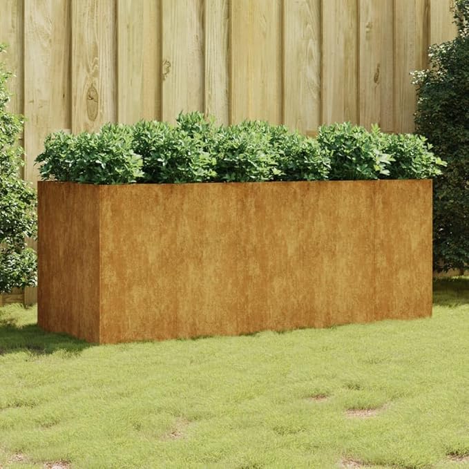 vidaXL Corten Steel Raised Garden Bed - 78.7 x 31.5 - Weathering Steel Planter Box for Vegetables/Herbs/Flowers - Outdoor Patio/Balcony Planter Stand