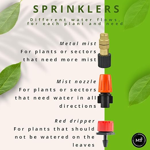 Drip Irrigation System Kit with Timer Metal Mist Plastic Mist Nozzle Red Dripper 1/4 (65.6 feet) and 5/16 Tube (32.8 feet)Automatic Watering System Garden Watering System with Timer Greenhouse