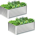 2PCS 4x2x2FT Galvanized Raised Garden BedGalvanized Planter Boxes Outdoor Large Metal Raised Garden Beds for Vegetables-Silver