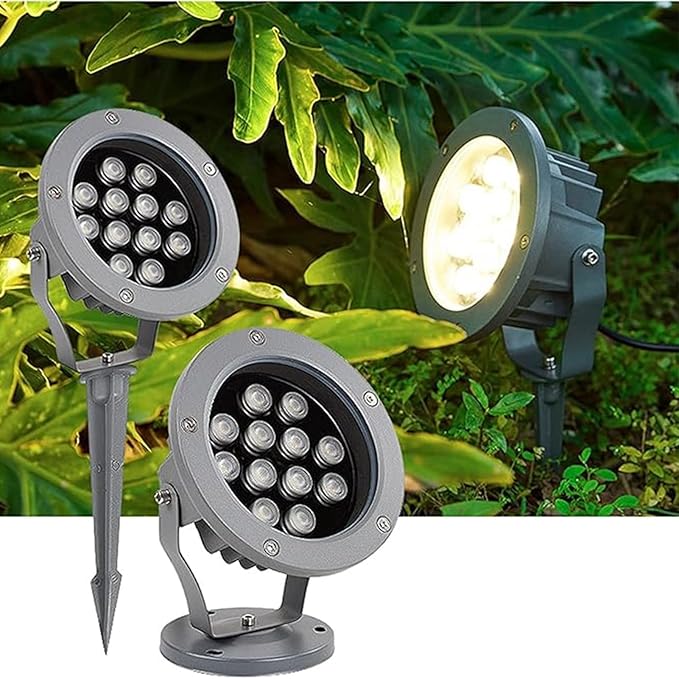 Tree Spotlight - LED Beam Spotlight - AC 220V Round Outdoor Flood Light IP65 Waterproof Triple Plug-in Tree Lamp Outdoor Floor LampTrees Landscape Light Spotlights(WhiteA-6W)