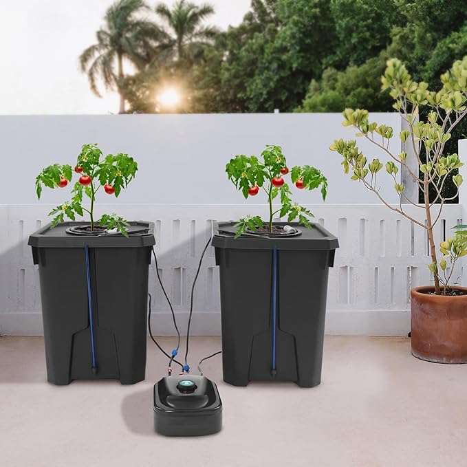 Hydroponics Growing Bucket 7Gallon 2Pcs/Set Professional Culture Bucket System 27L Deep Water Culture with Air Pump Hydroponics Growing System for Greenhouse Garden Balcony Office (2Pcs)