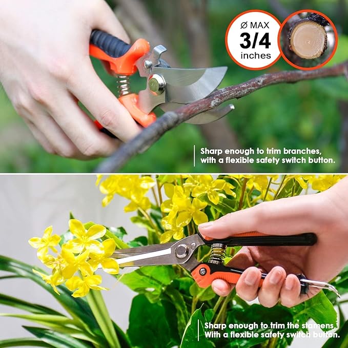 Garden Tool Set 8 Piece Gardening Tools Set with Non Slip Ergonomic Handle Heavy Duty Garden Tool Sets with Storage Bag for Outdoor Pruning(8pcs-Green)