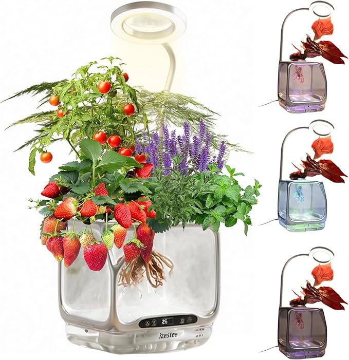 Misting Hydroponic Growing System Kit Smart Aeroponics Indoor Herb Gardening Planter Root ViewAir Humidifier&ampAuto Light-3 Mist ModesTemperature Control for Growing Vegetables/Flowers/Pods/Fruit