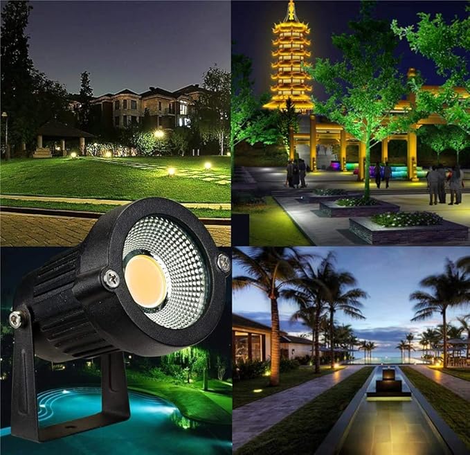 Z LED Landscape Lights5W Outdoor Pathway Garden Yard SpotlightIP65 Waterproof Garden FloodlightOutdoor Spotlight with StakeUL Cord 5-ft with Plug 3500K Warm White(Pack of 4)