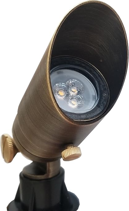 Professional Quality 12V Outdoor Landscape Light Constructed of Solid Brass. Mini-SPOT MR11 12V Fixture Wire and Spike
