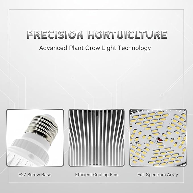 Full Wave Band Grow Light 150 Led Plant Light Bulb 26W E27 Par38 Sunlight 4.7 X 4.9 In