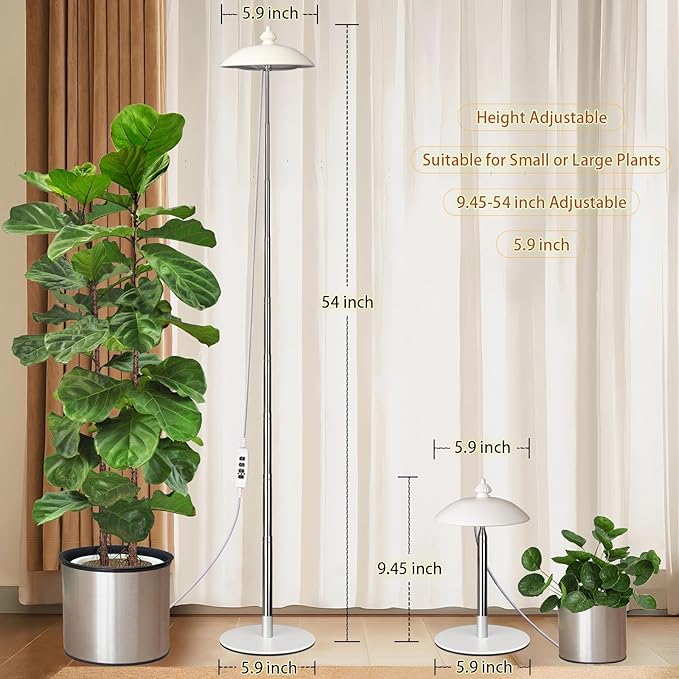 LED Floor Grow Lights for Indoor Plants Corner Stand Full Spectrum Plant Growing Lamp 10 Dimmable Levels Auto 3/6/9/12H Timer Grow Light Height Adjustable for Large Tall Plants (Have Base)