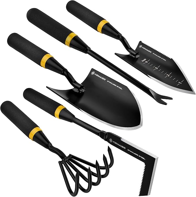 Garden Tool Set - Featuring a Heavy-Duty Stainless Steel Hand Cultivator Transplant Shovel Trowel Crack Weeder and Dandelion Weeder - The Ultimate Unbreakable Gardening Gift