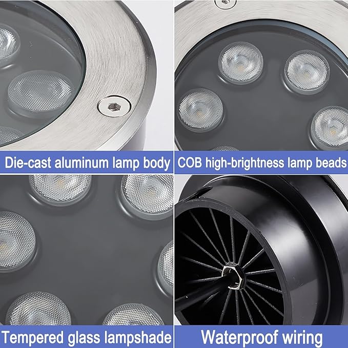 Outdoor Landscape Lights - IP67 Waterproof Ultra-Thin Recessed Spotlight 12V Low Voltage Garden Floor Lamp LED Spotlight (Yellow 12W Green 36W)