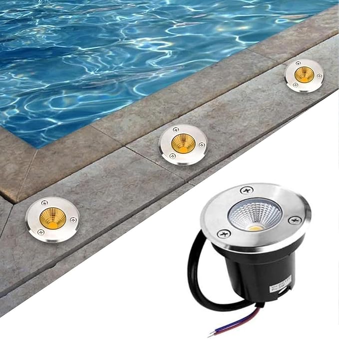 Outdoor Buried Lights - Ground LED Landscape Lamp IP67 Waterproof Stainless Steel Recessed LED Spotlight AC85-265V Low Voltage Ground Floodlights for Patio Garden Lawn Landscaping Lights(White Ligh
