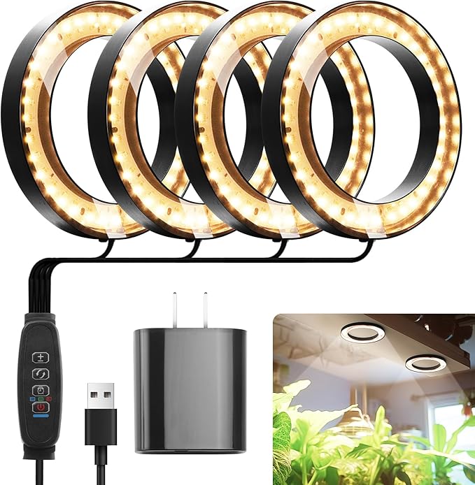 Mosthink 6.3 Ceiling Grow Lights for Indoor Plants 288 LEDs Plant Light Full Spectrum Under Cabinet Growing Lamp with Auto Timer 10 Dimmable Levels 3 Modes with Transparent CoverCorded