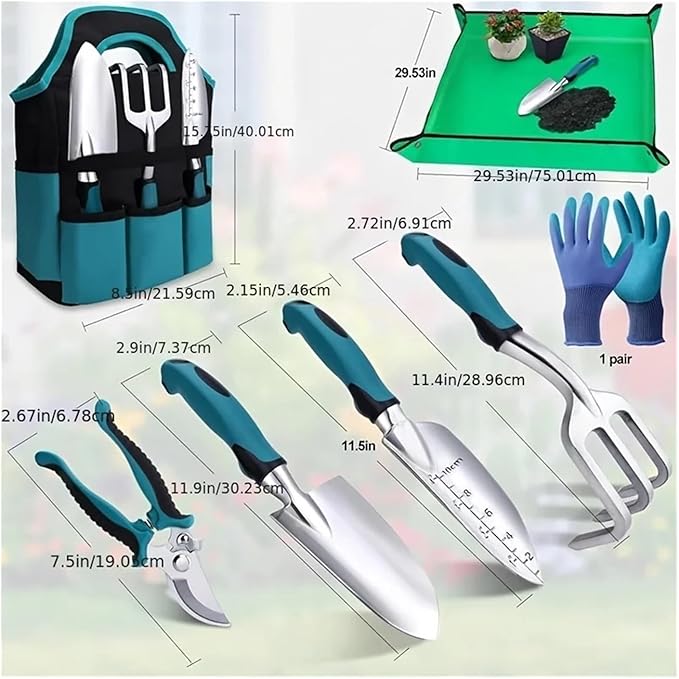 8-Piece Durable Metal Gardening Tool Set - Rust-Resistant Stainless Steel &amp Aluminum Alloy for Efficient Gardening Care