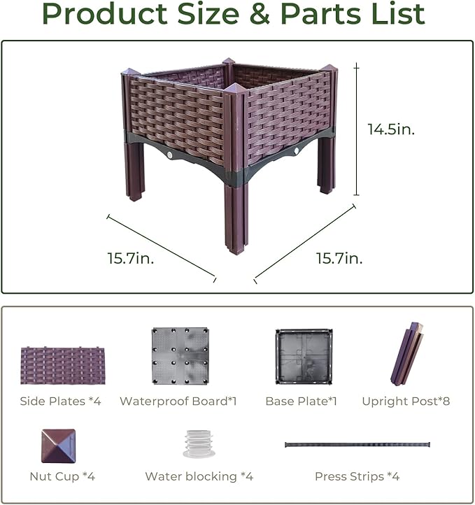 Doppy Plastic Raised Garden BedPlanter Boxes Raised Garden Bed with Legs Planters for Outdoor Indoor Plants Elevated Garden Boxes Plant pots for Flowers Vegetables Fruits Herbs