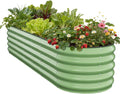 Galvanized Raised Garden Bed 8x2x1.5 FT Oval Metal Raised Garden Bed Outdoor Planter Box with Open Bottom Rust-Resistant Steel Garden Bed for Vegetables Herbs Flowers Easy Assembly