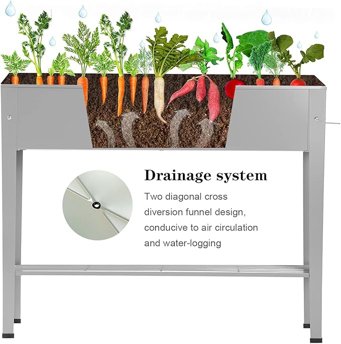 Metal Raised Garden BedRaised Planter Box with LegsHerbs and Vegetables Planter Suitable for Outdoor Patio Deck and Porch (Gray)
