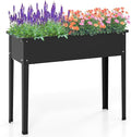 HAPPYGRILL Raised Garden Bed Metal Elevated Planter Box w/Legs Drainage Holes for Growing Vegetables Fruits Flowers Indoor Outdoor Standing Plant Container for Backyard Patio (Black 40”x16”x32”)