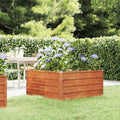 YAFF Rustic Square Corten Steel Garden Raised Bed Brown Metal Iron Plant Box for Outdoor Garden and Terrace 39.4 x 39.4 x 17.7